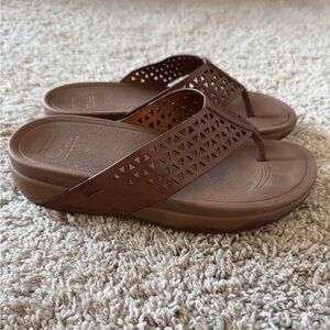 FitFlop Brown Sandals with Lattice Design 8-9